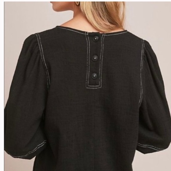 Current Air Tops - Anthropologie -Current Air/ Black top-white stitch XS